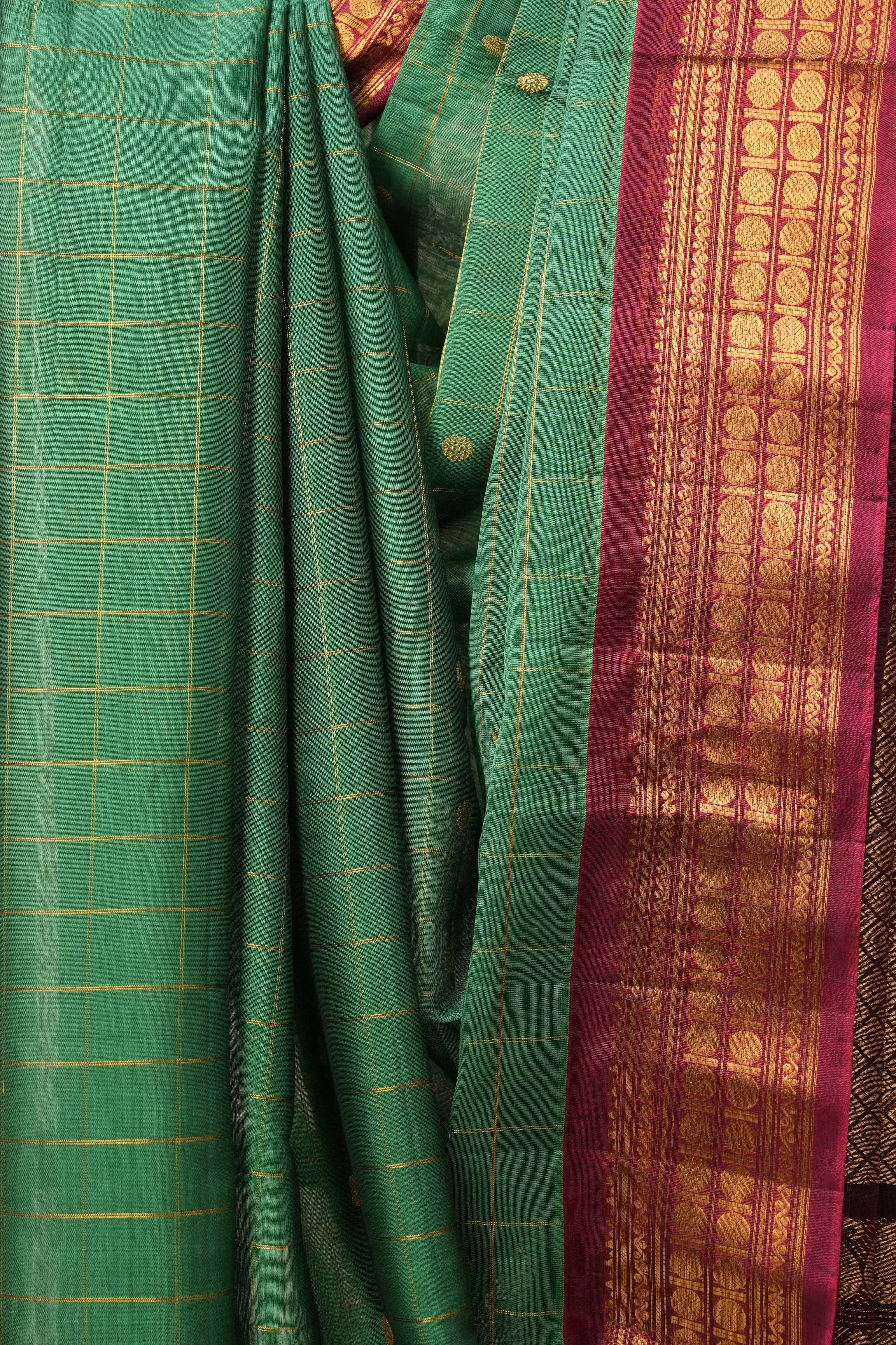 Green Gadwal Cotton Silk Saree - SRGGCSS128