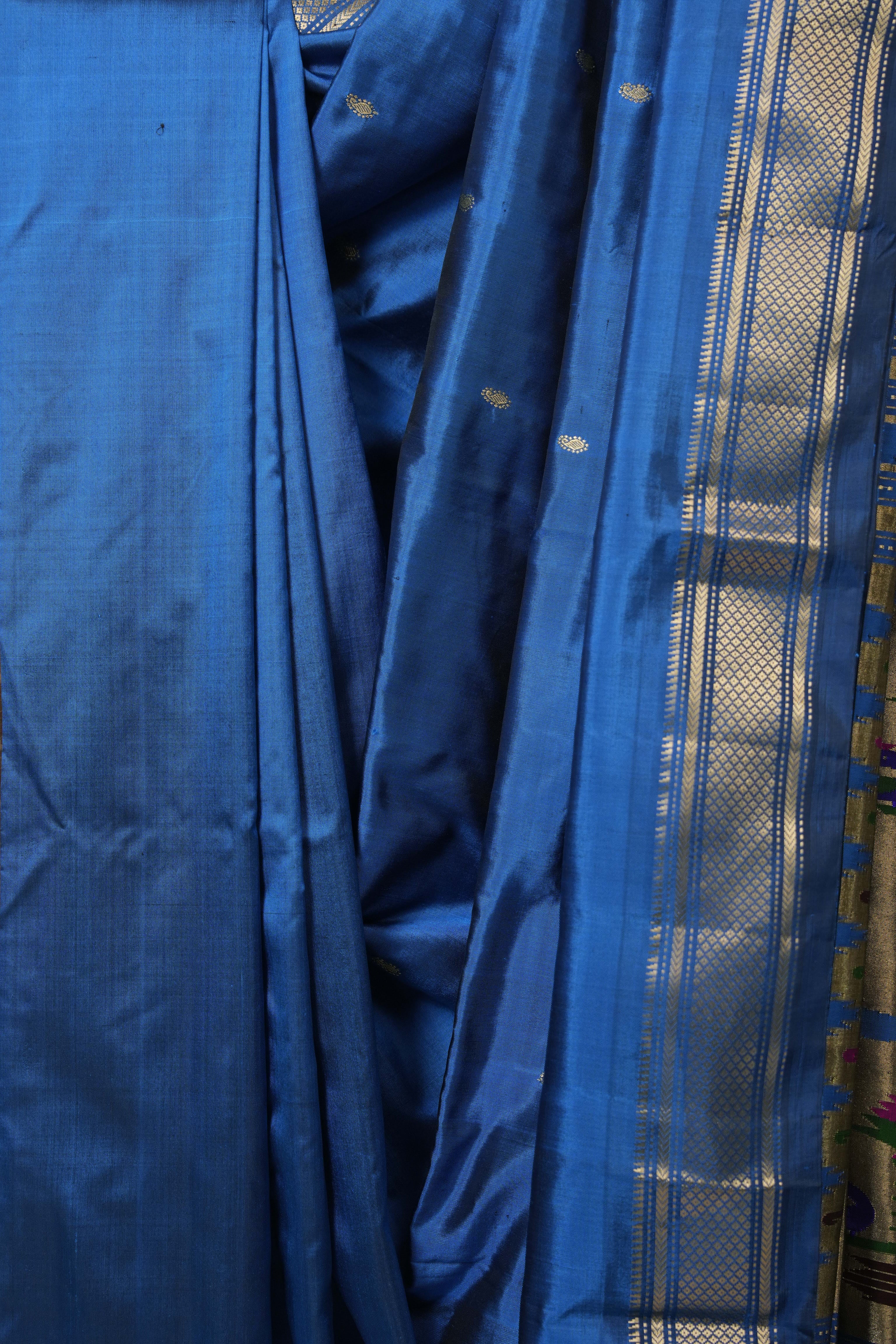 Blue Silk Paithani Saree - SRBSPS788