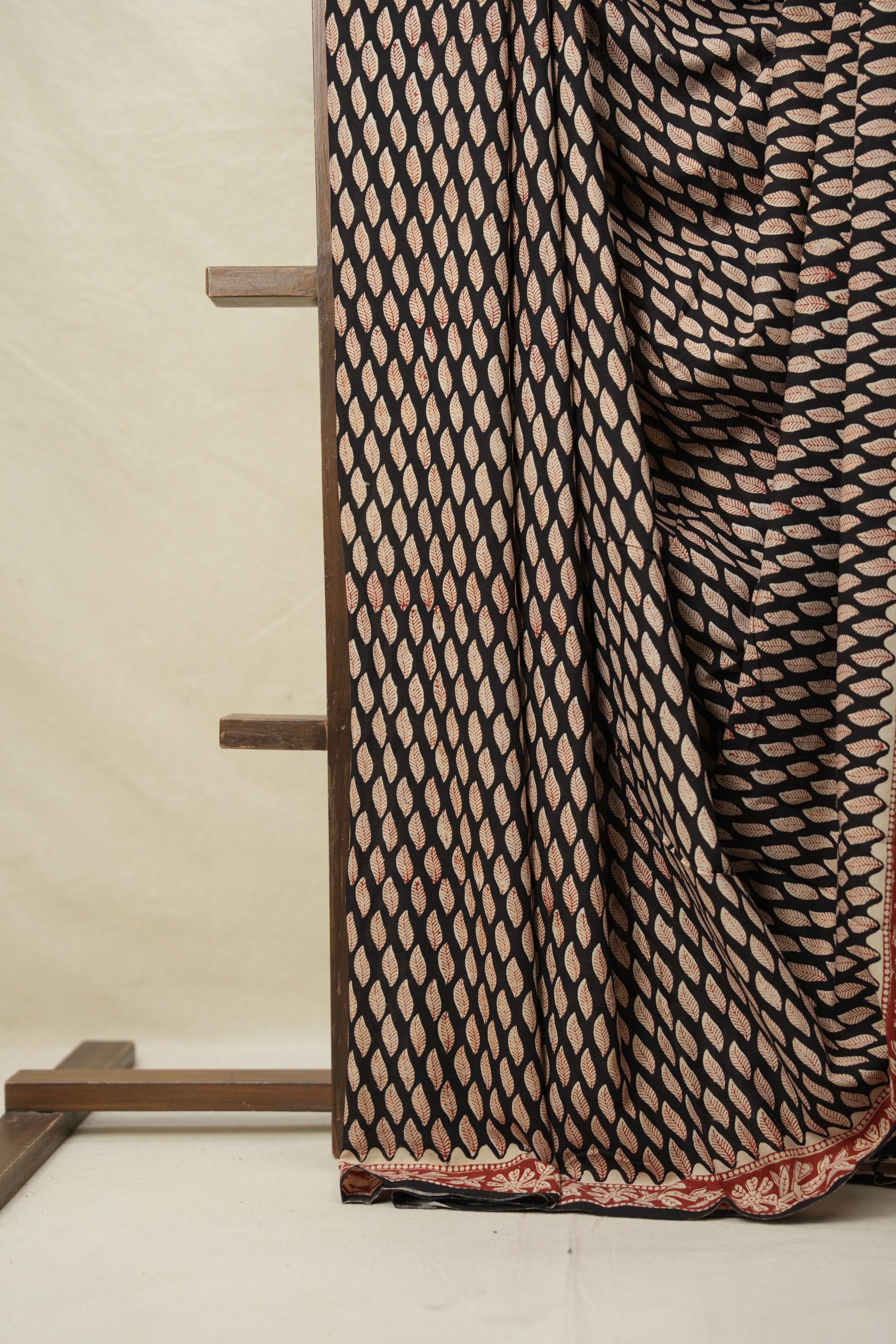 Black HBP Cotton Saree - SRBCS3150