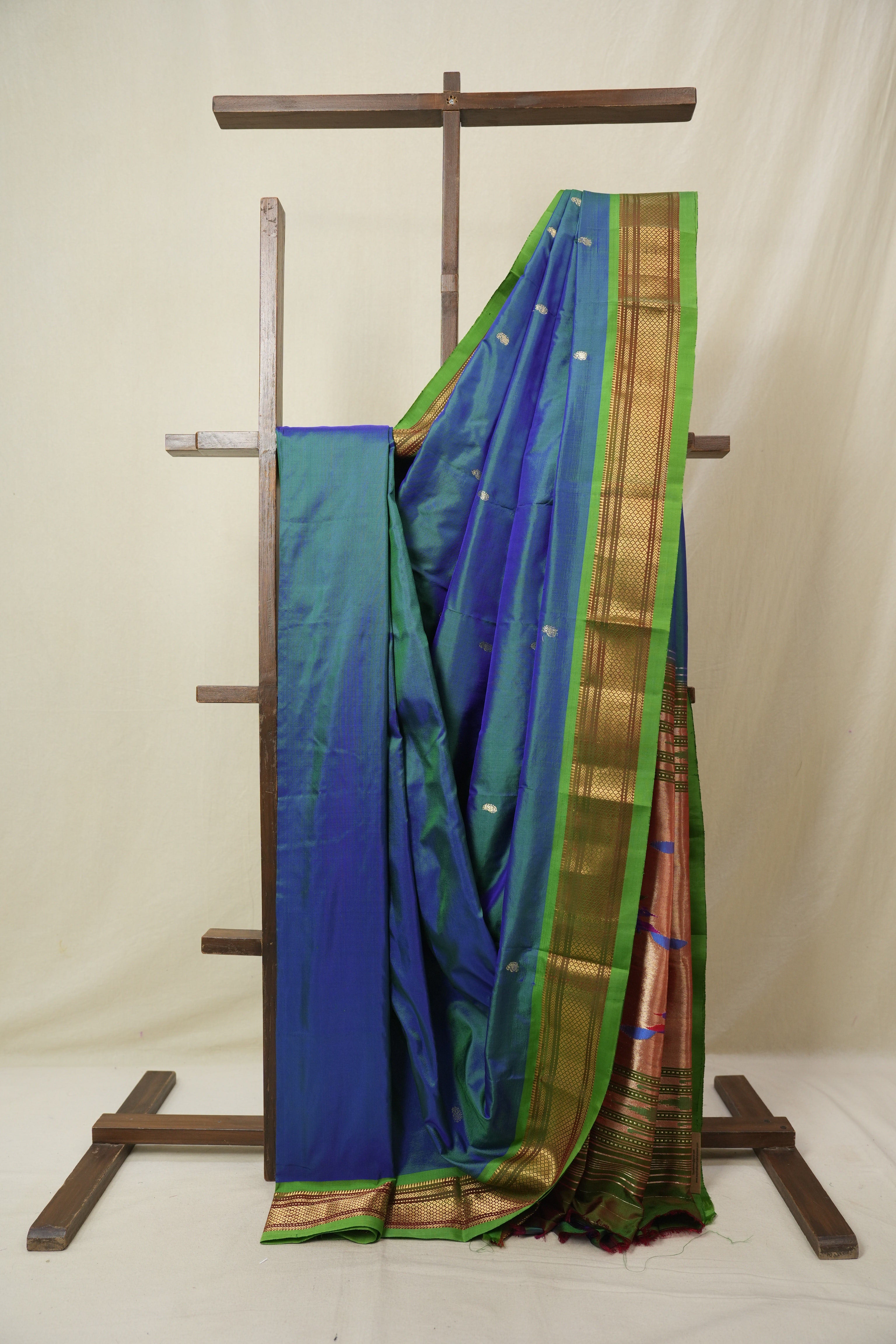Peacock Blue Silk Paithani Saree - SRPBSPS786