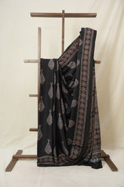 Black HBP Modal Silk Saree - SRBMSS613