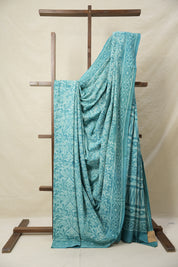 Turquoise Blue HBP Cotton Saree - SRTBCS3151