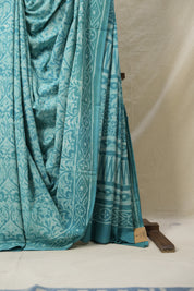 Turquoise Blue HBP Cotton Saree - SRTBCS3151