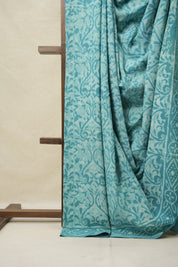Turquoise Blue HBP Cotton Saree - SRTBCS3151