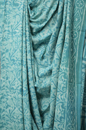 Turquoise Blue HBP Cotton Saree - SRTBCS3151
