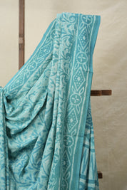 Turquoise Blue HBP Cotton Saree - SRTBCS3151