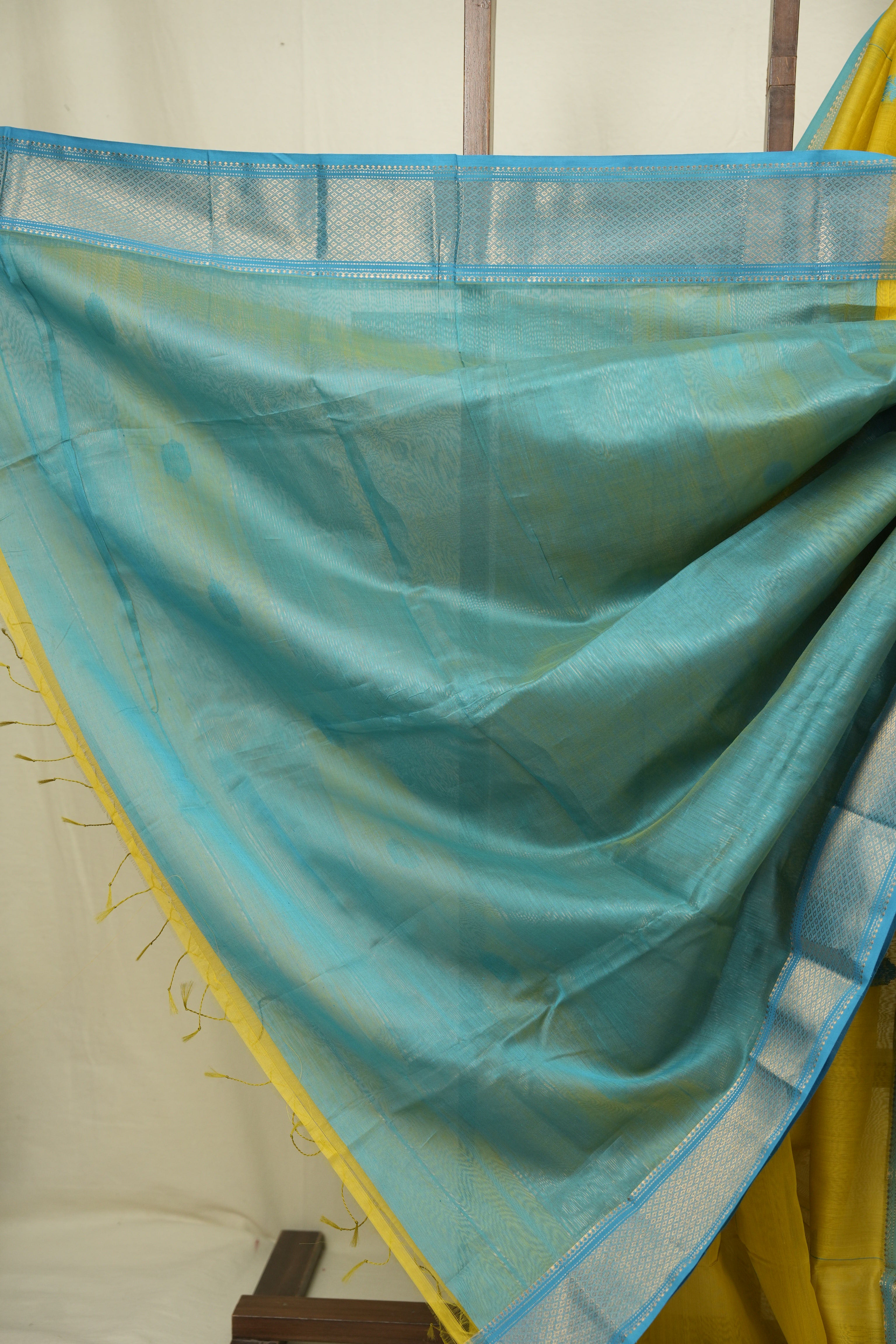 Lemon Yellow Maheshwari Saree - SRLYMS1276