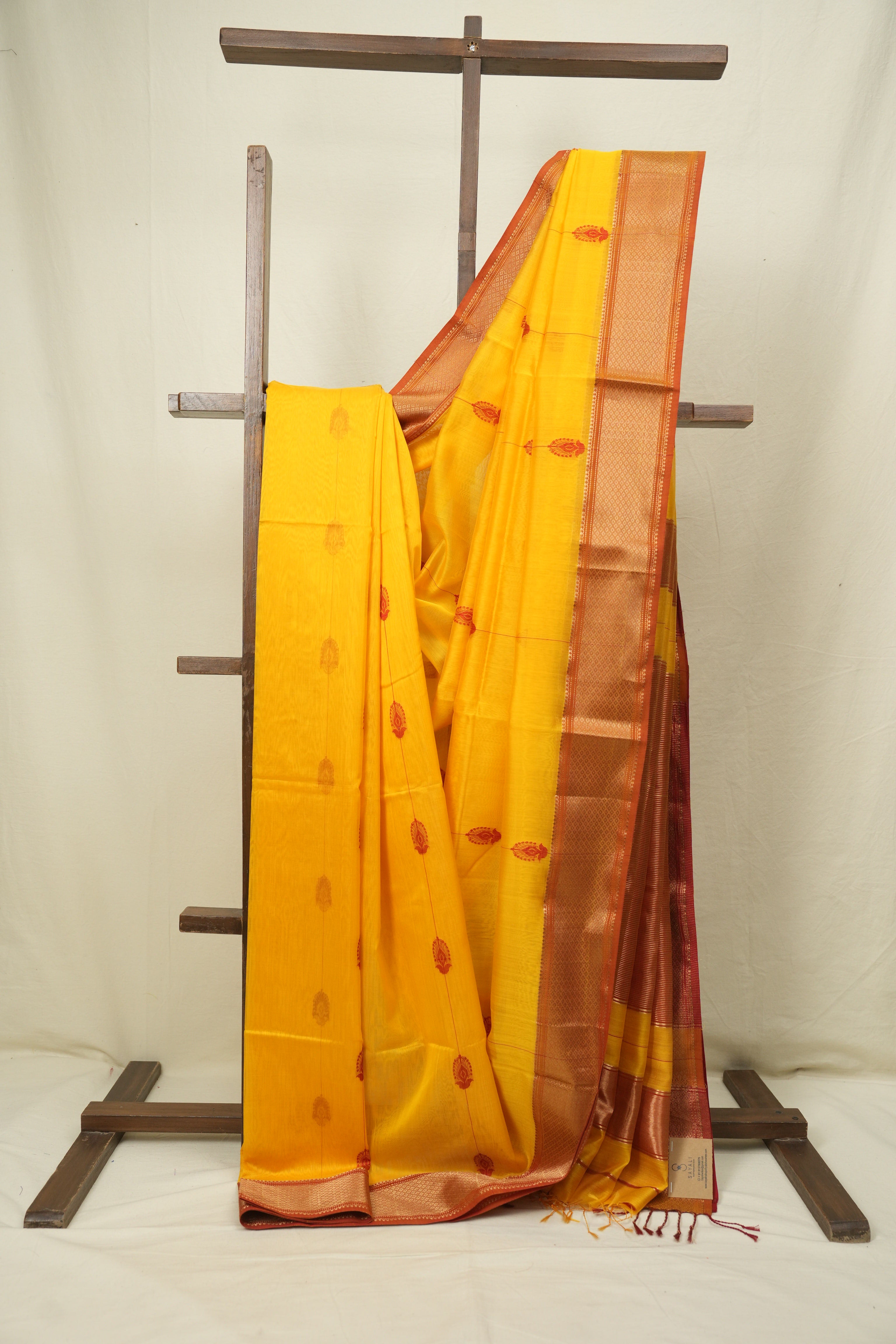 Yellow Maheshwari Saree - SRYMS1278