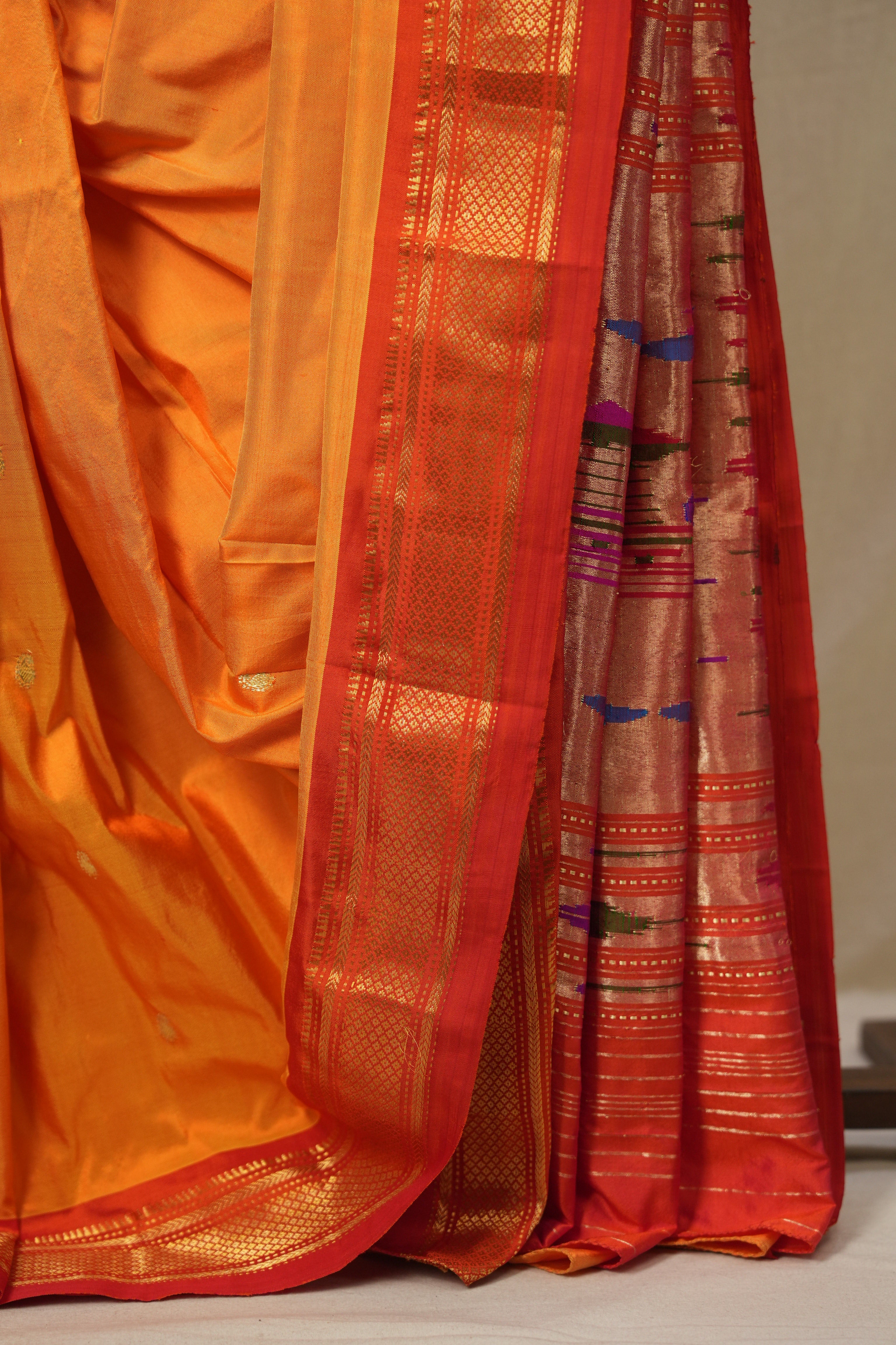 Orange Silk Paithani Saree - SROSPS784