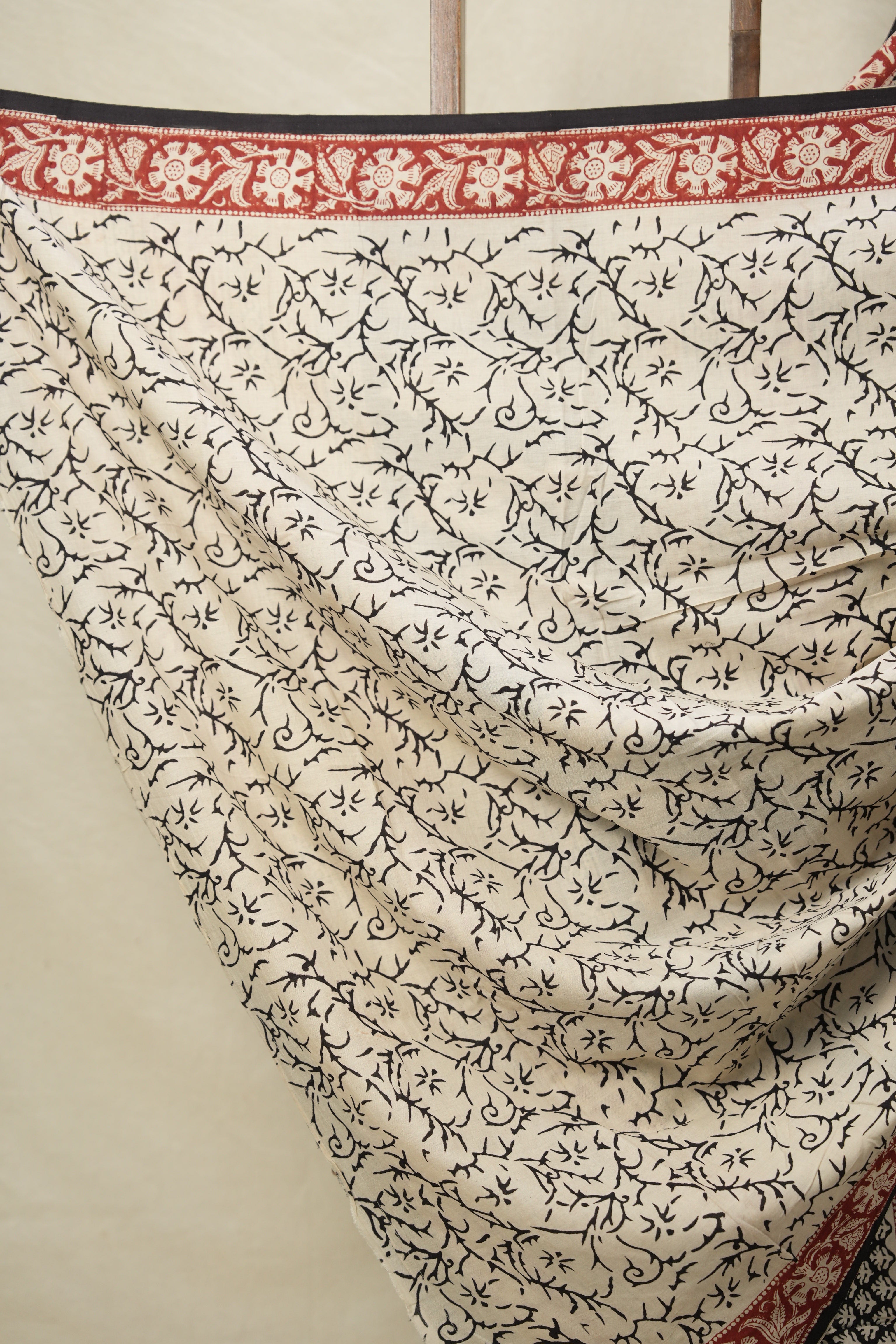 Black HBP Cotton Saree - SRBCS3149