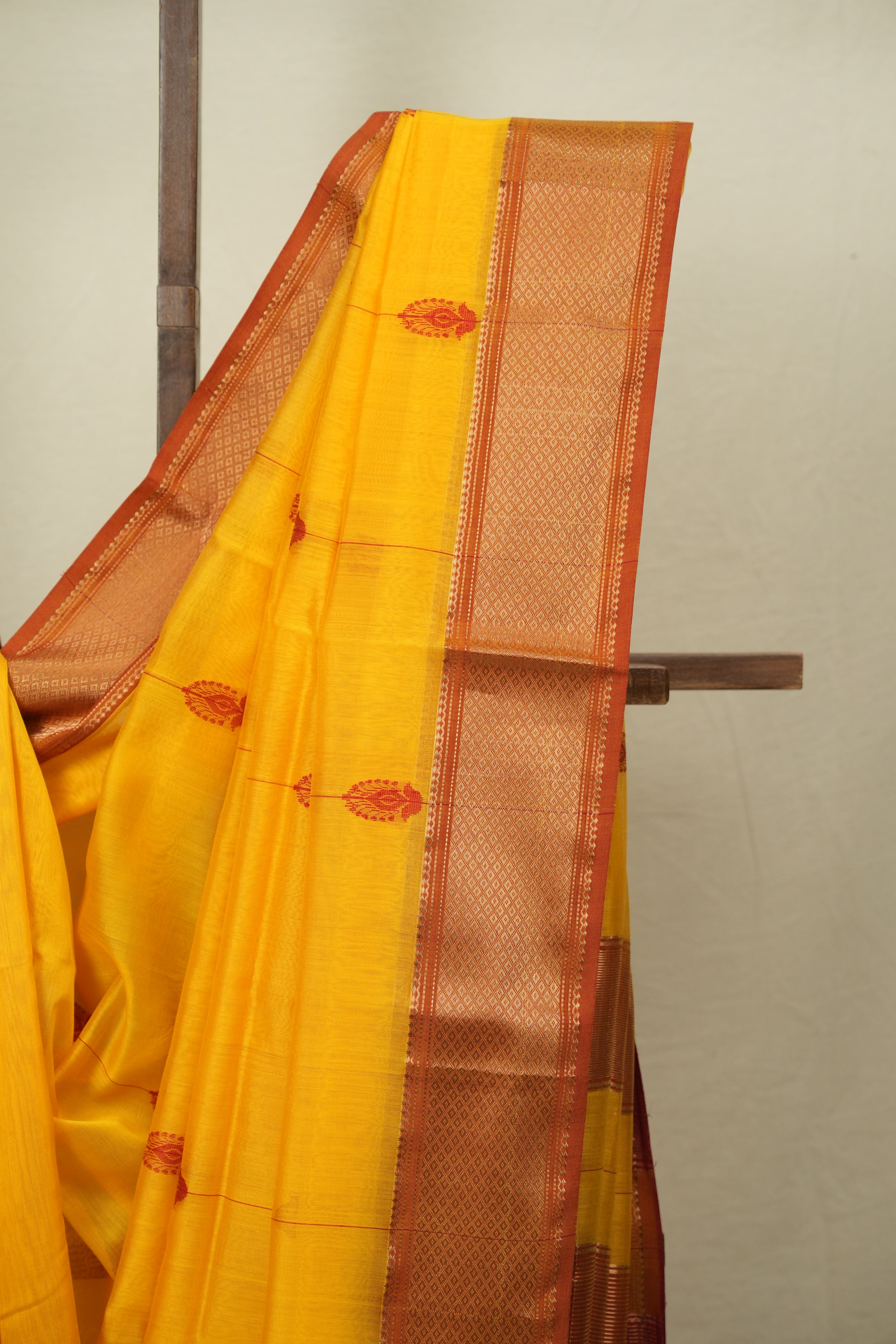 Yellow Maheshwari Saree - SRYMS1278