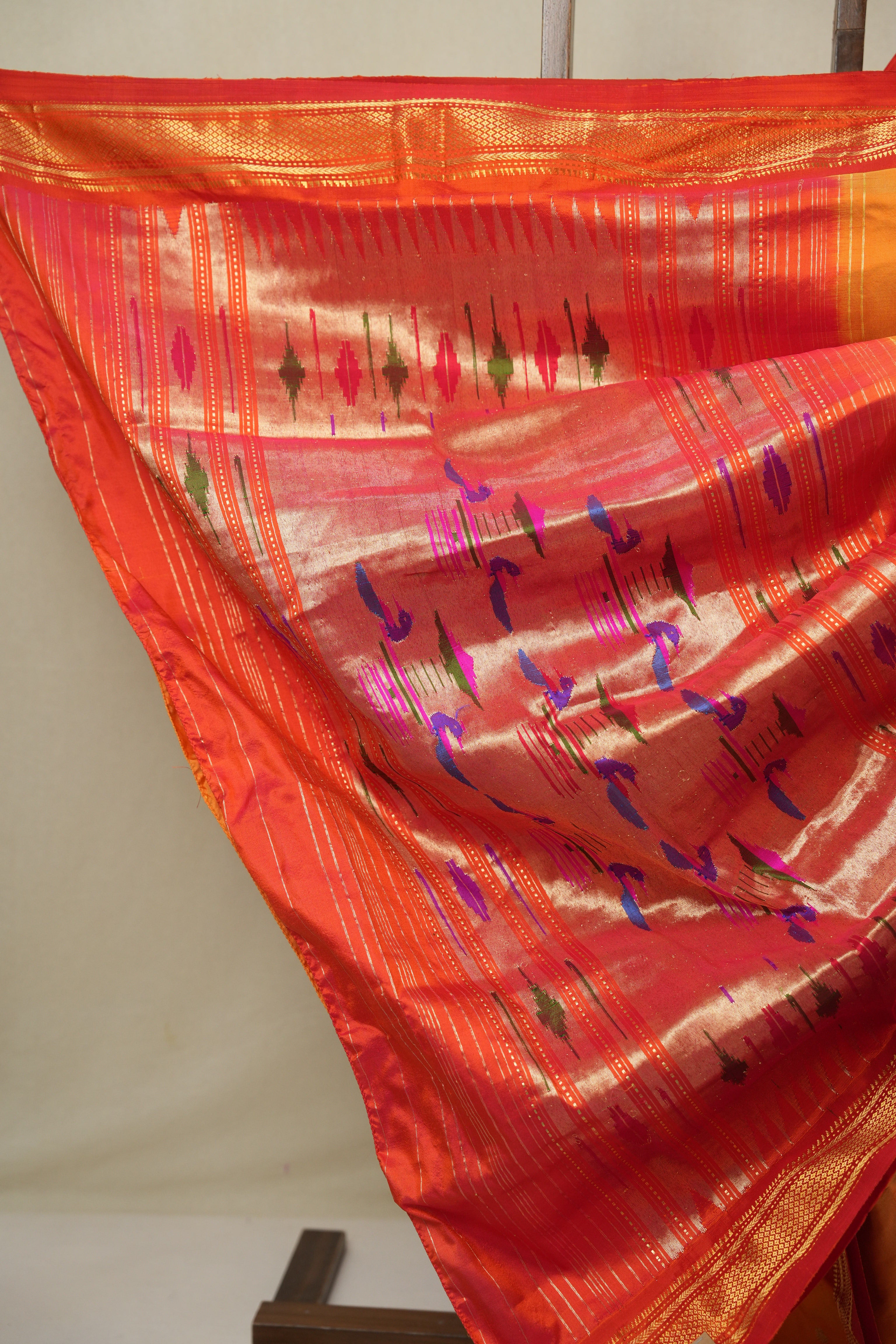 Orange Silk Paithani Saree - SROSPS784