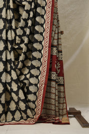 Black HBP Cotton Saree - SRBCS3147
