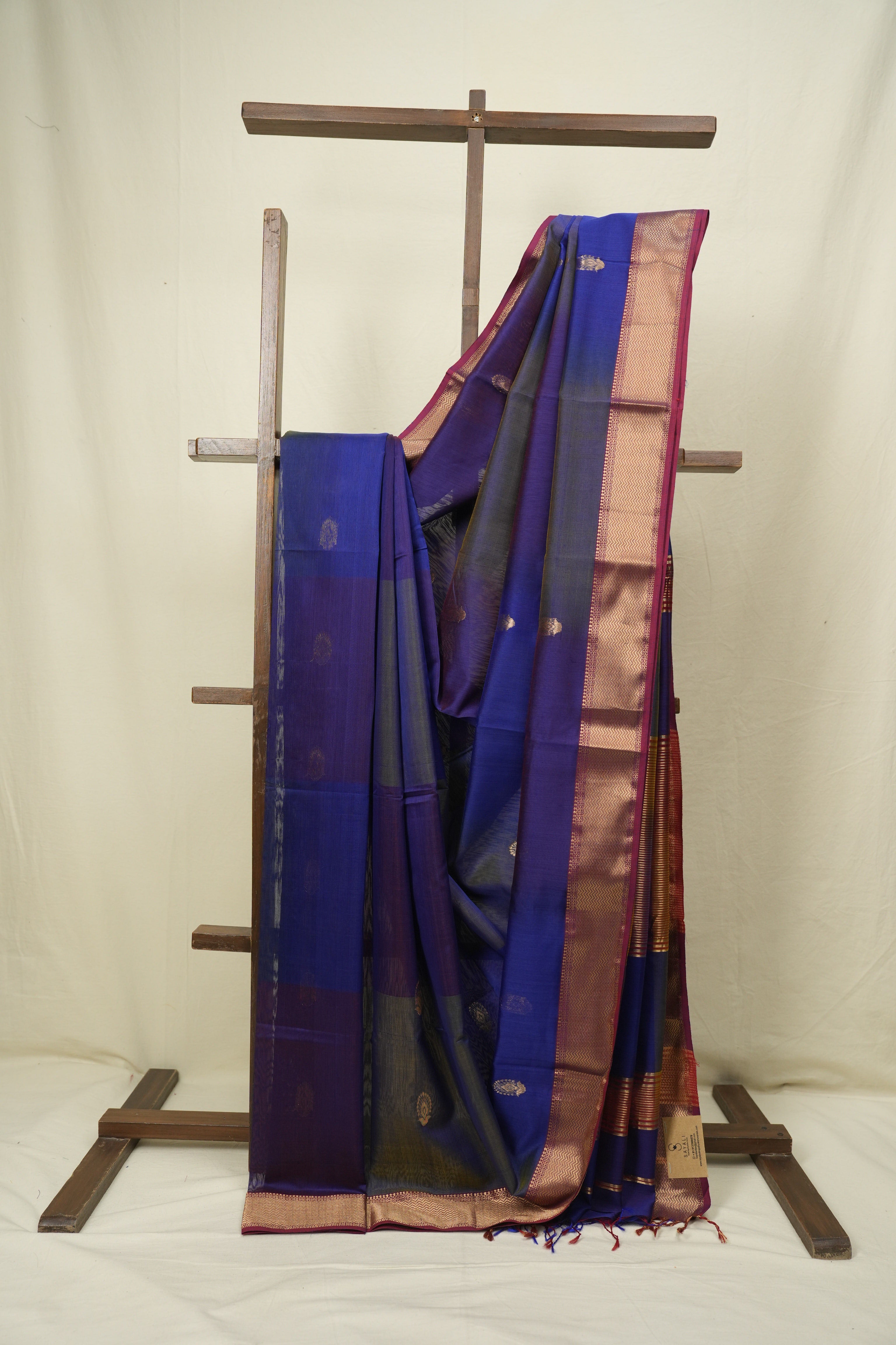 Two Tone Blue Maheshwari Saree - SRTTBMS1279