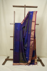 Two Tone Blue Maheshwari Saree - SRTTBMS1279