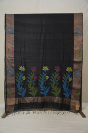 Black Matka Silk Jamdani Saree - SRBMSJS98