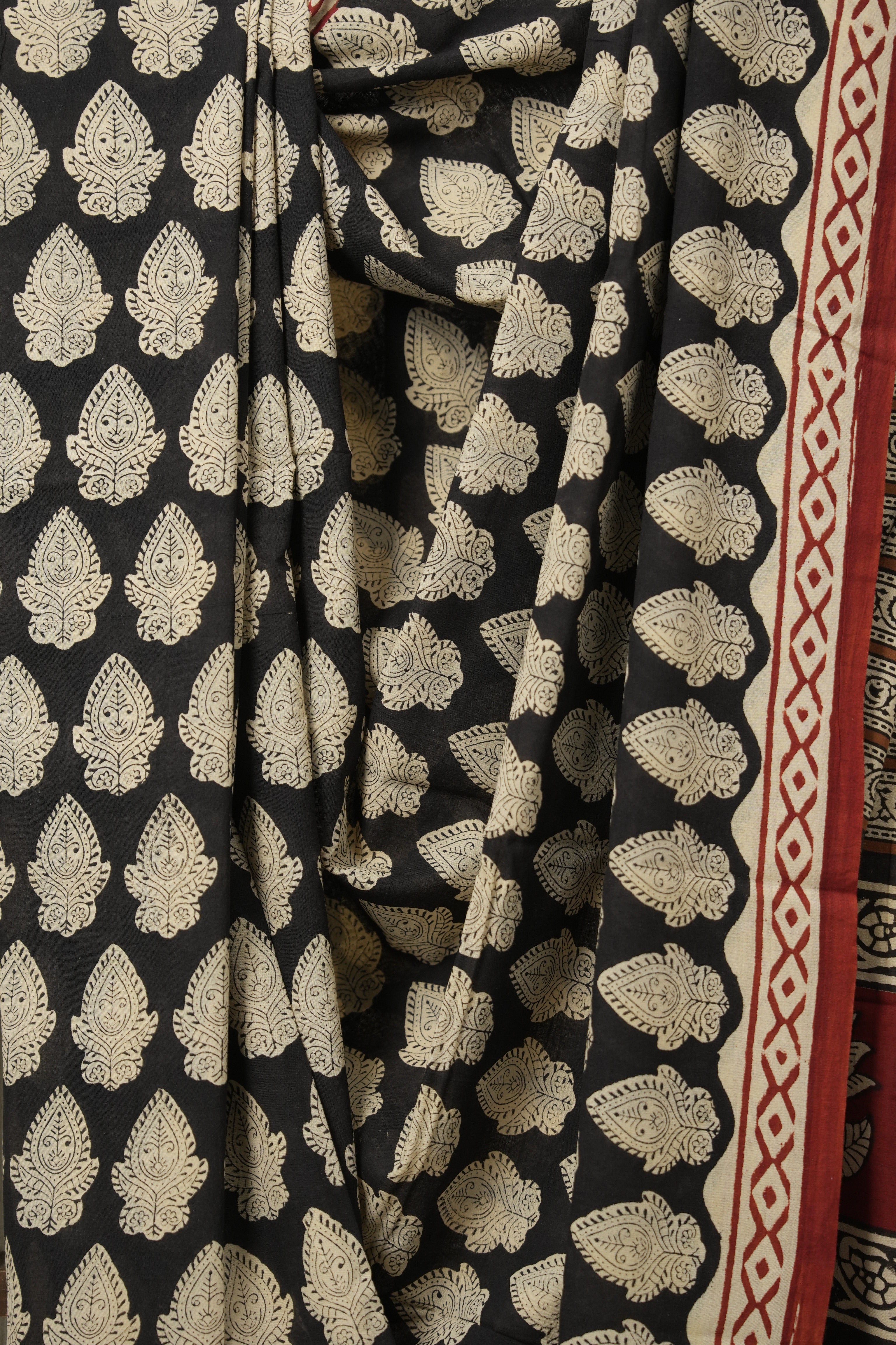 Black HBP Cotton Saree - SRBCS3147