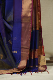 Two Tone Blue Maheshwari Saree - SRTTBMS1279