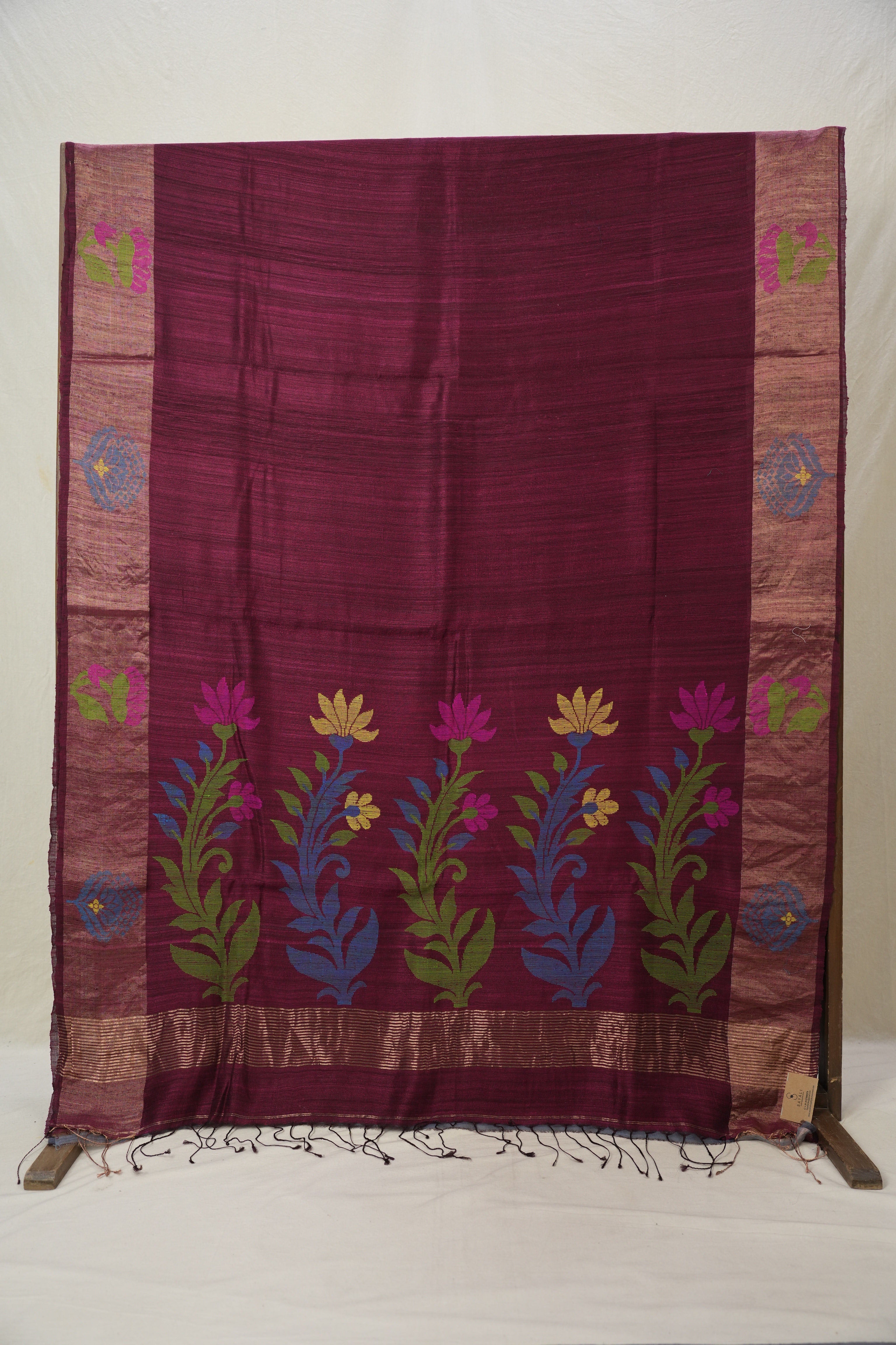 Maroon Matka Silk Jamdani Saree - SRMMSJS99