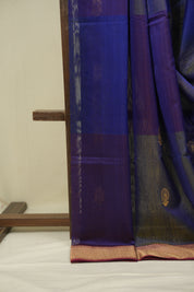 Two Tone Blue Maheshwari Saree - SRTTBMS1279