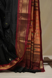 Black Silk Paithani Saree - SRBSPS777