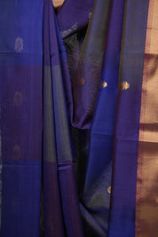 Two Tone Blue Maheshwari Saree - SRTTBMS1279