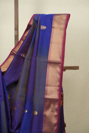 Two Tone Blue Maheshwari Saree - SRTTBMS1279