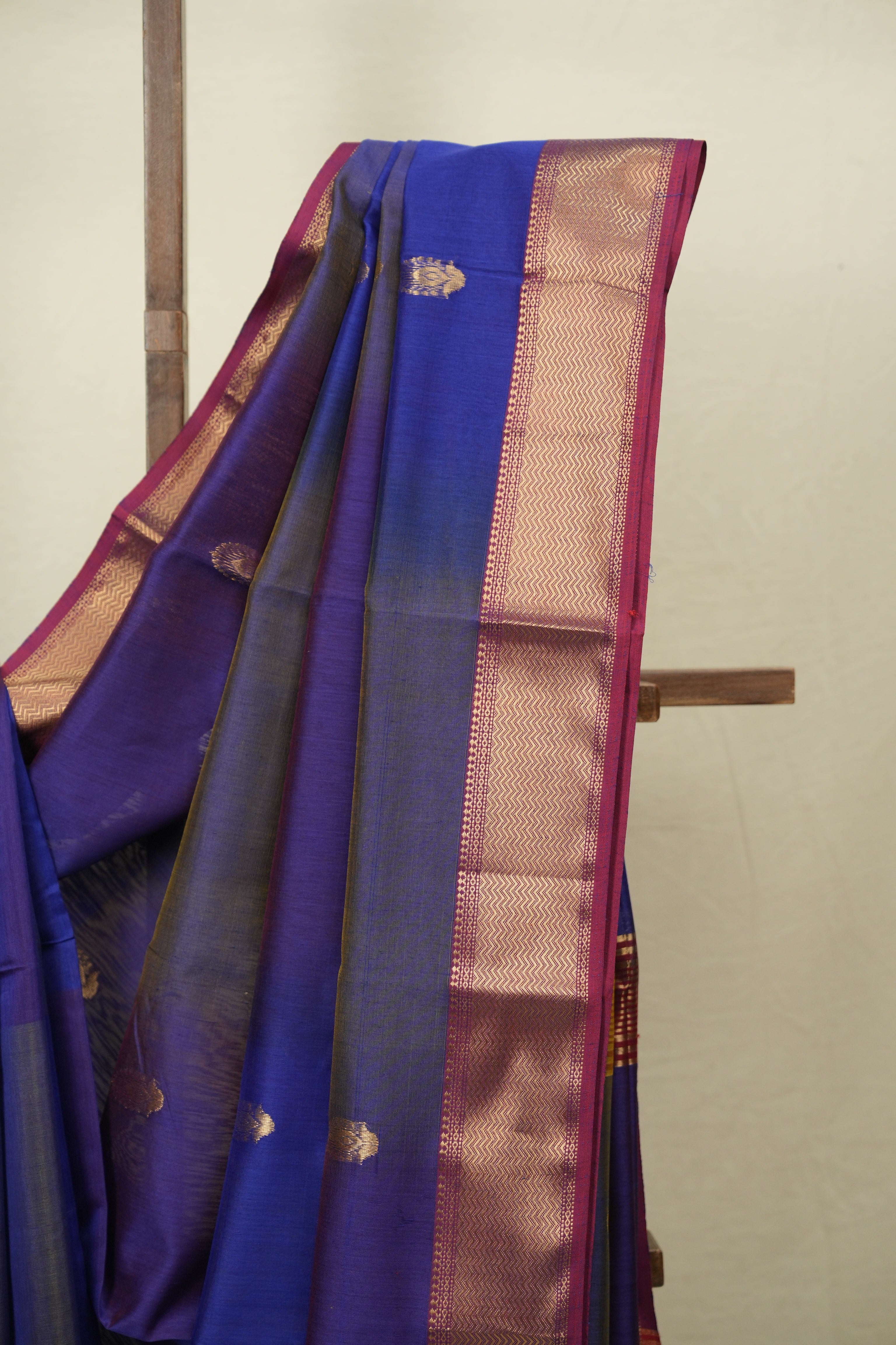Two Tone Blue Maheshwari Saree - SRTTBMS1279