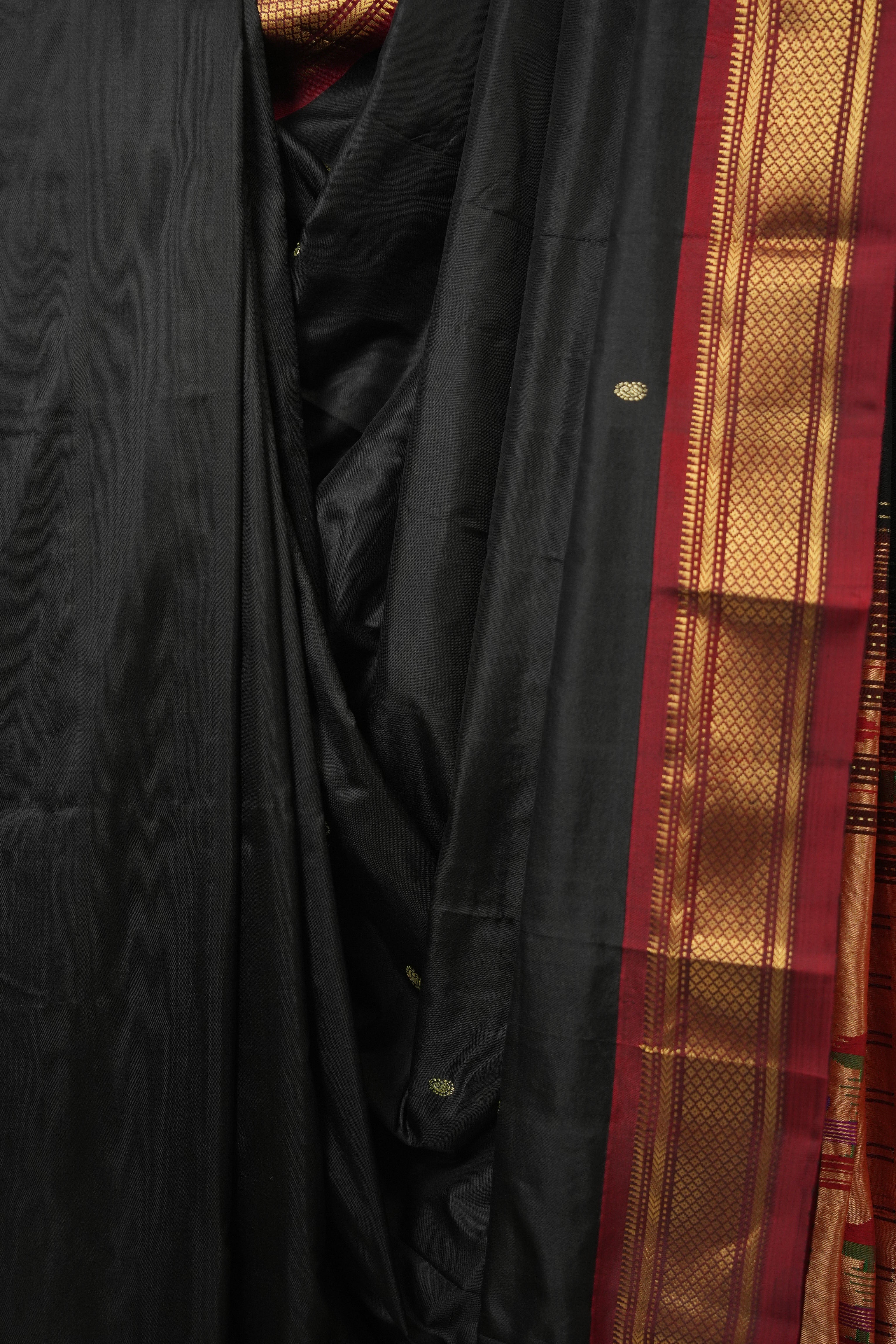 Black Silk Paithani Saree - SRBSPS777