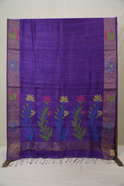 Purple Matka Silk Jamdani Saree - SRPMSJS100