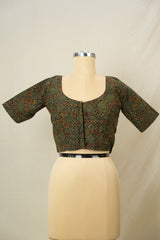 Green HBP Ajrakh Cotton Blouse - SRGACB42