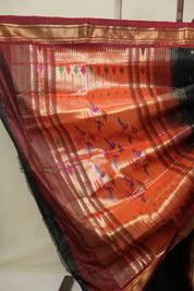 Black Silk Paithani Saree - SRBSPS777