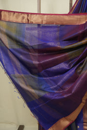Two Tone Blue Maheshwari Saree - SRTTBMS1279