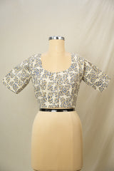 Cream HBP Ajrakh Cotton Blouse - SRCACB39