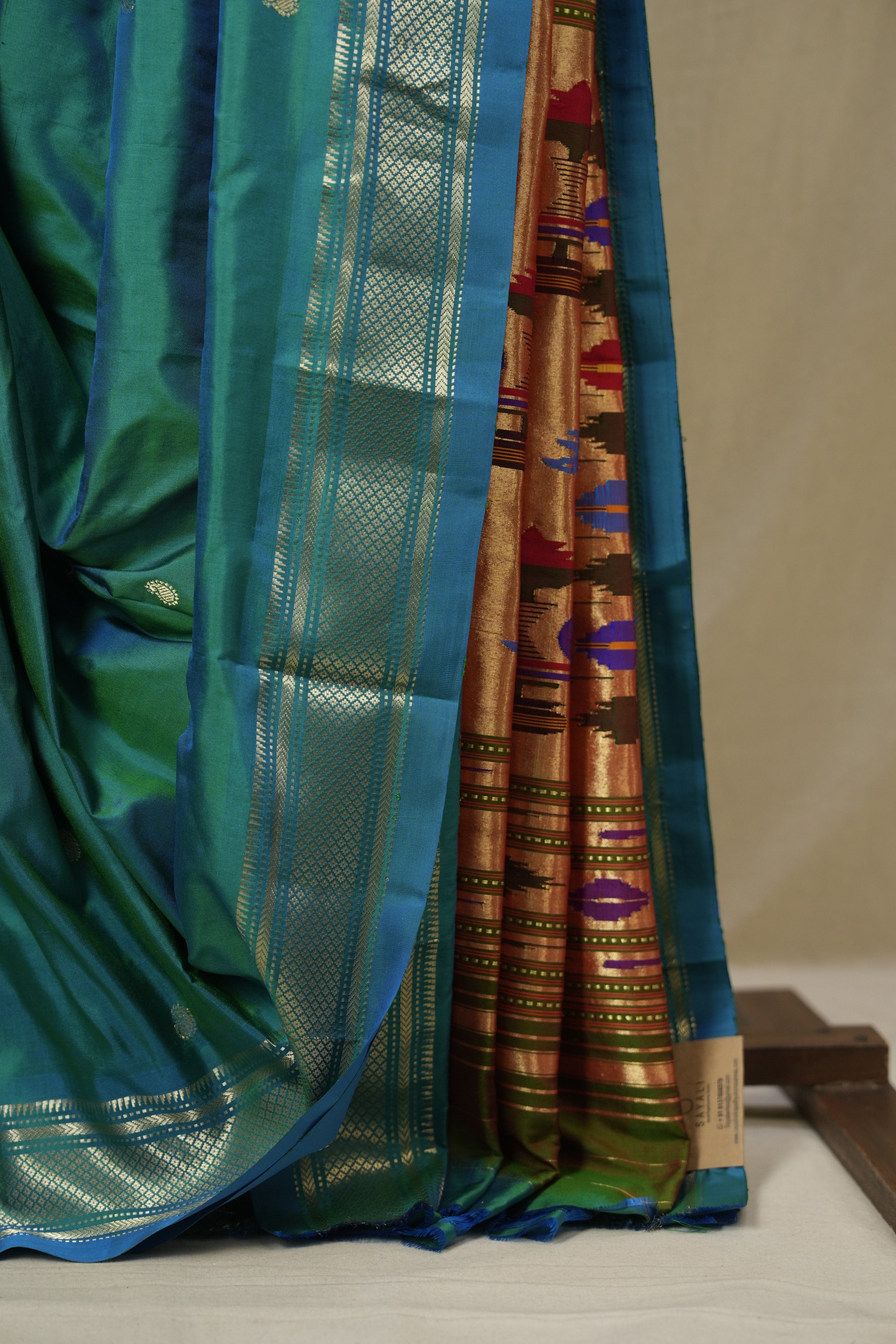 Peacock Blue Silk Paithani Saree - SRPBSPS787
