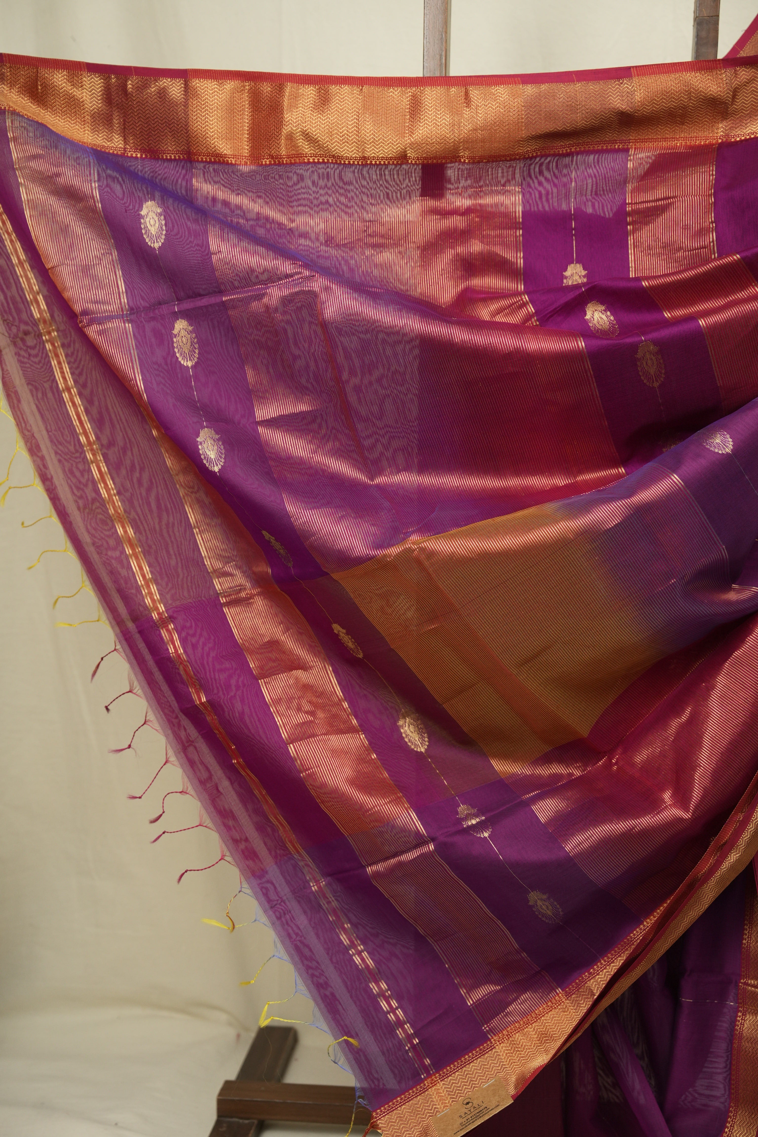 Two Tone Purple Maheshwari Saree - SRTTPMS1277