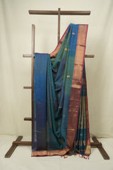 Peacock Blue Maheshwari Saree - SRPBMS1281