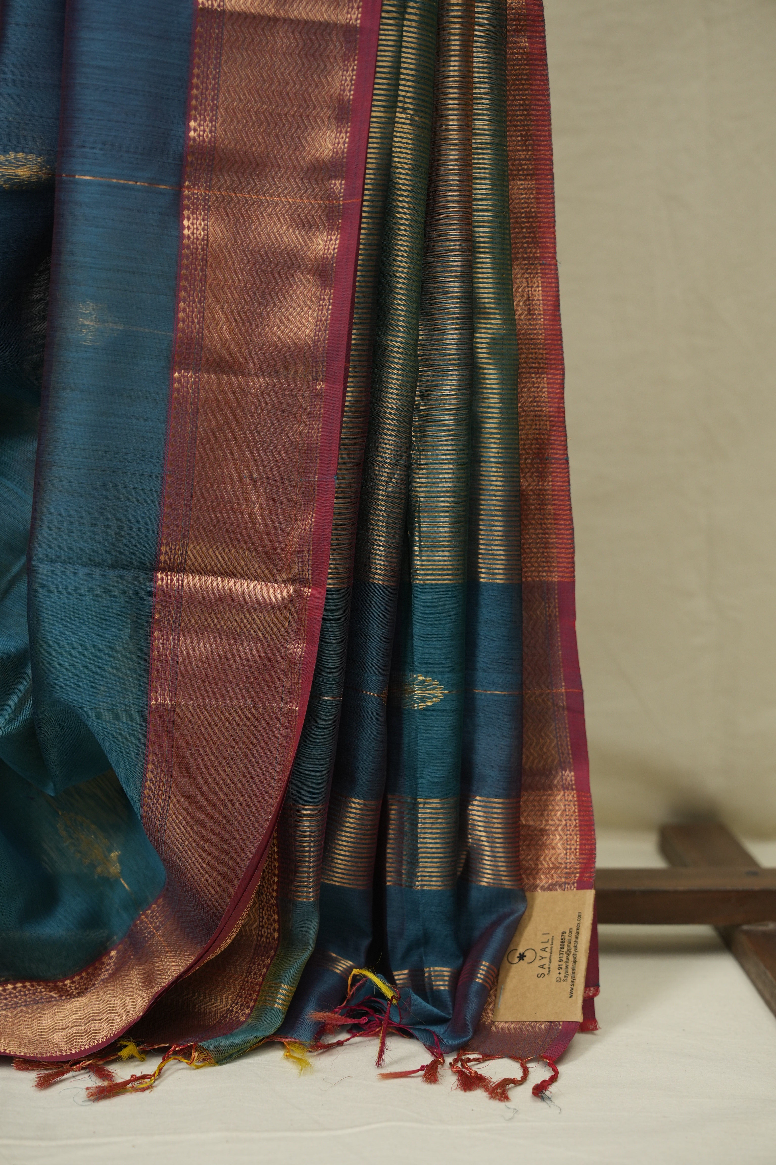 Peacock Blue Maheshwari Saree - SRPBMS1281