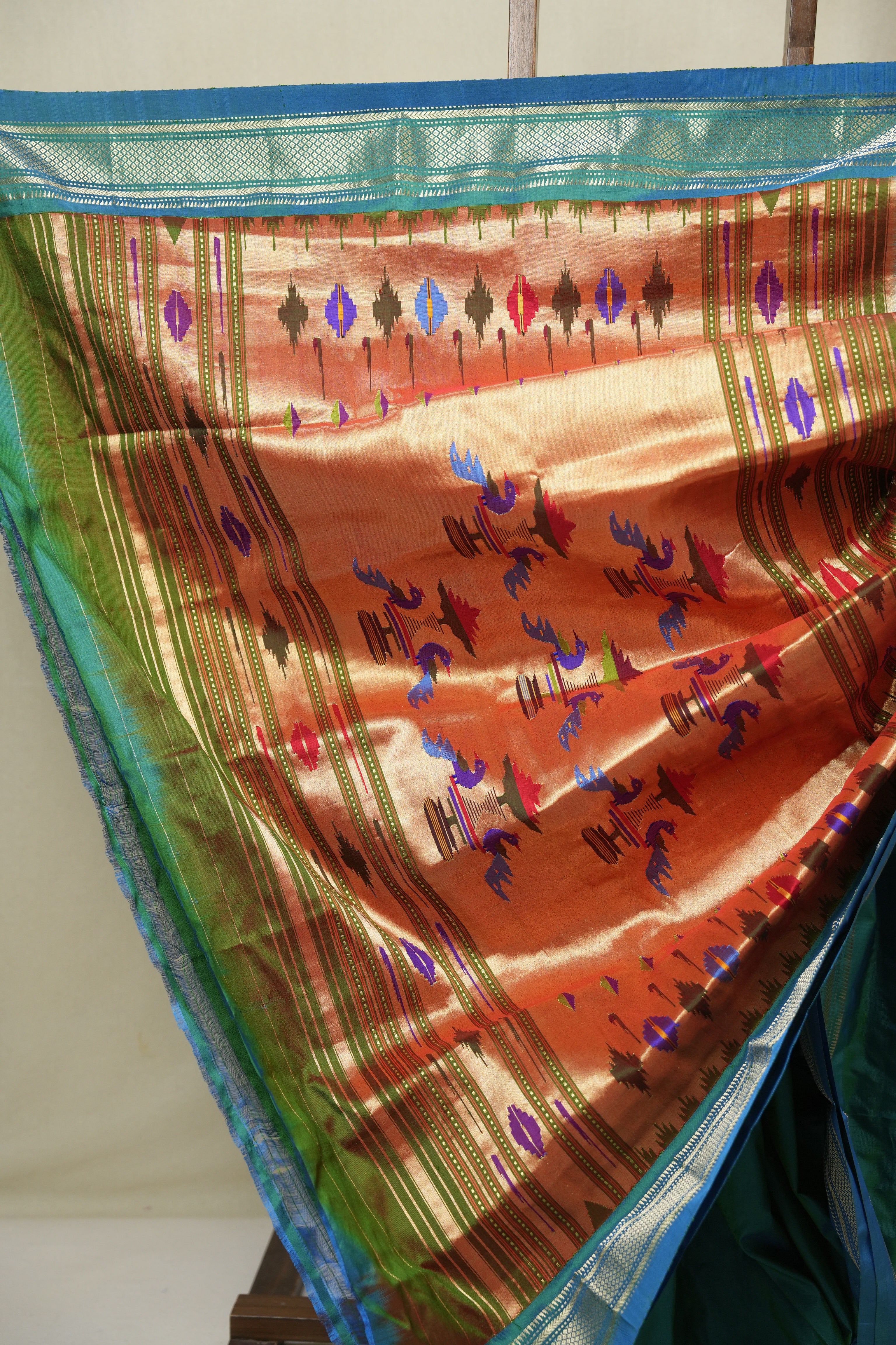 Peacock Blue Silk Paithani Saree - SRPBSPS787
