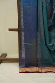 Peacock Blue Maheshwari Saree - SRPBMS1281