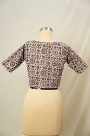 Cream Beige HBP Ajrakh Cotton Blouse - SRCBACB36