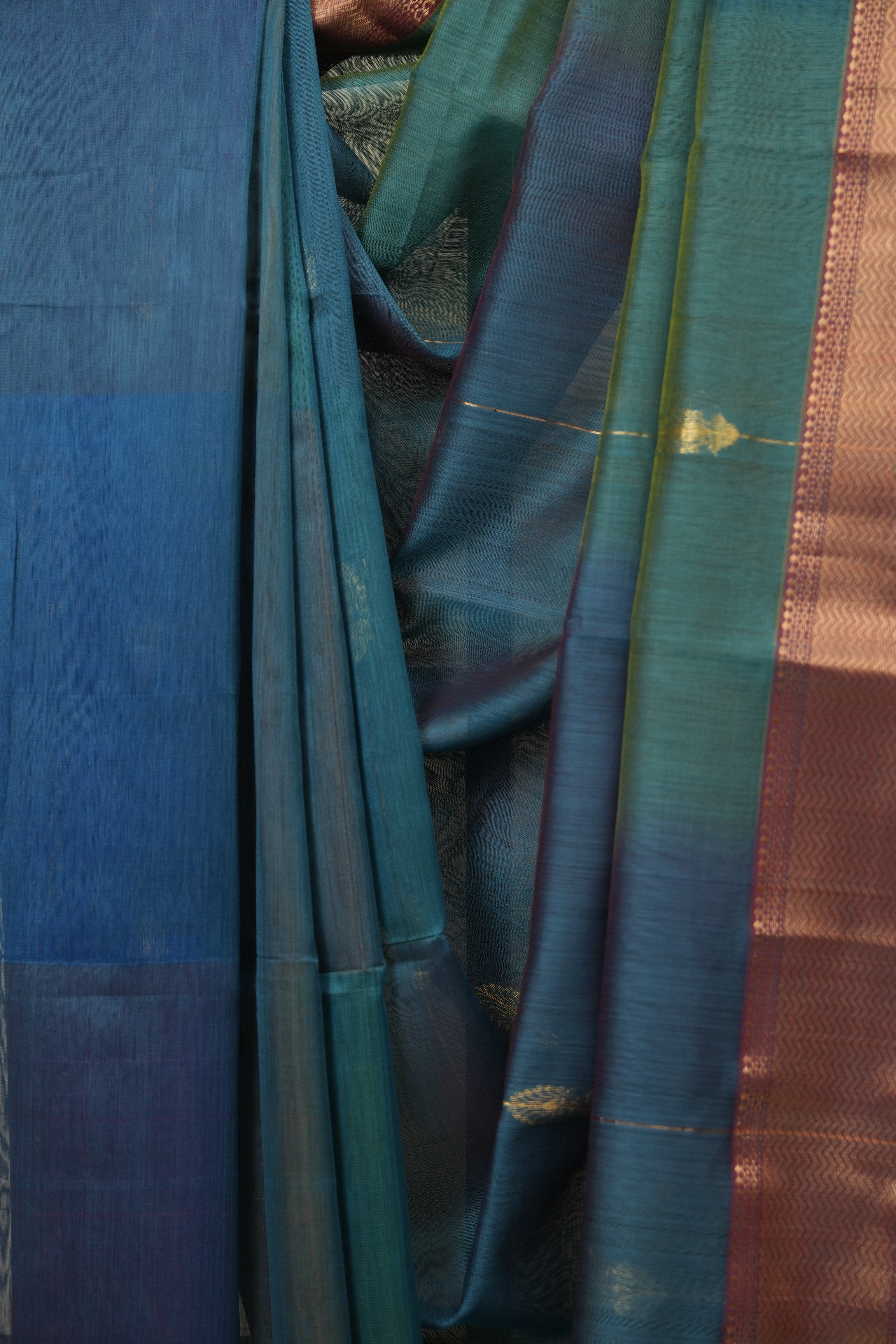 Peacock Blue Maheshwari Saree - SRPBMS1281