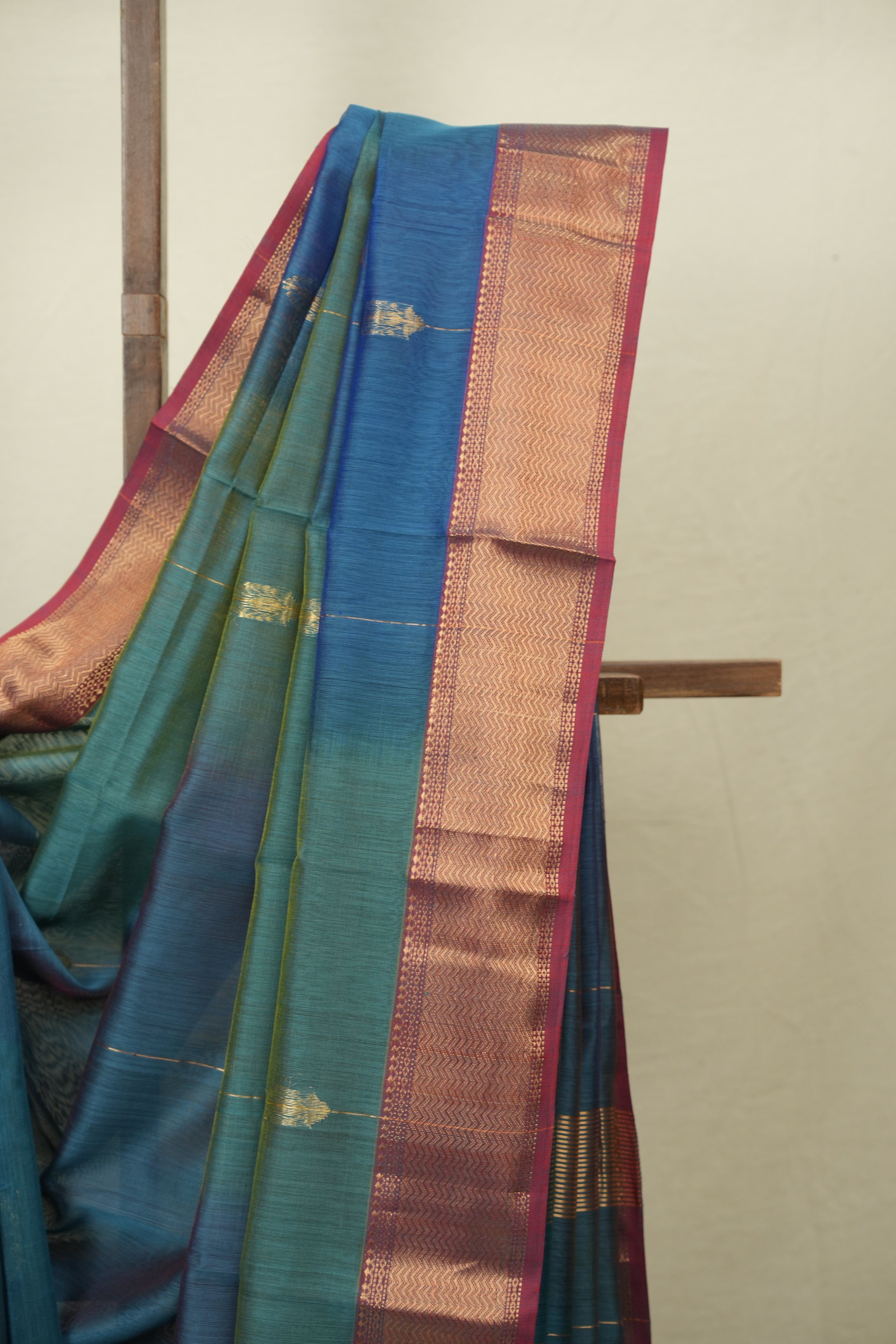 Peacock Blue Maheshwari Saree - SRPBMS1281