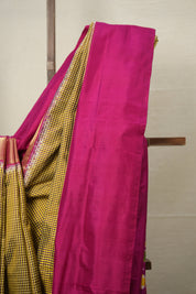 Yellow Maroon Checks Pochampalli Silk Ikat Saree - SRYMCPSIS229