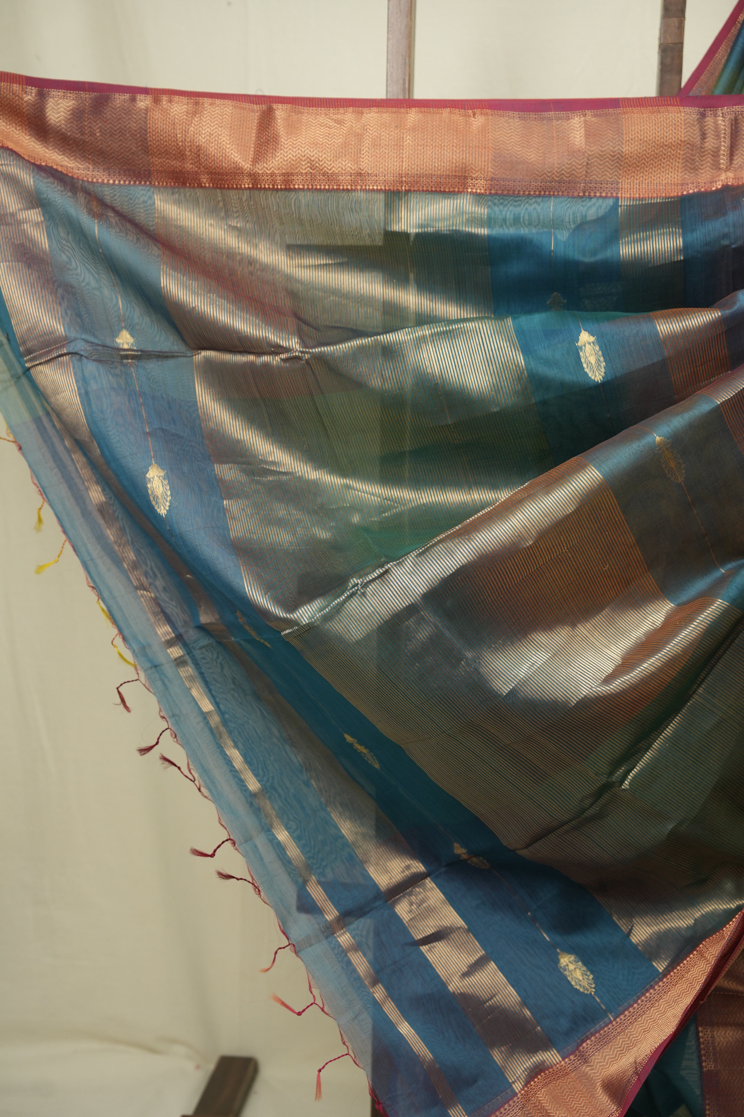 Peacock Blue Maheshwari Saree - SRPBMS1281