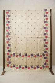 Light Beige Machine Embroidered Tussar Silk Saree - SRLBMETSS1498