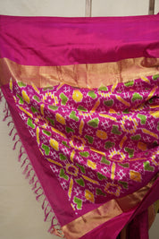 Yellow Maroon Checks Pochampalli Silk Ikat Saree - SRYMCPSIS229