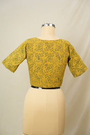 Mustard HBP Ajrakh Cotton Blouse - SRMACB40