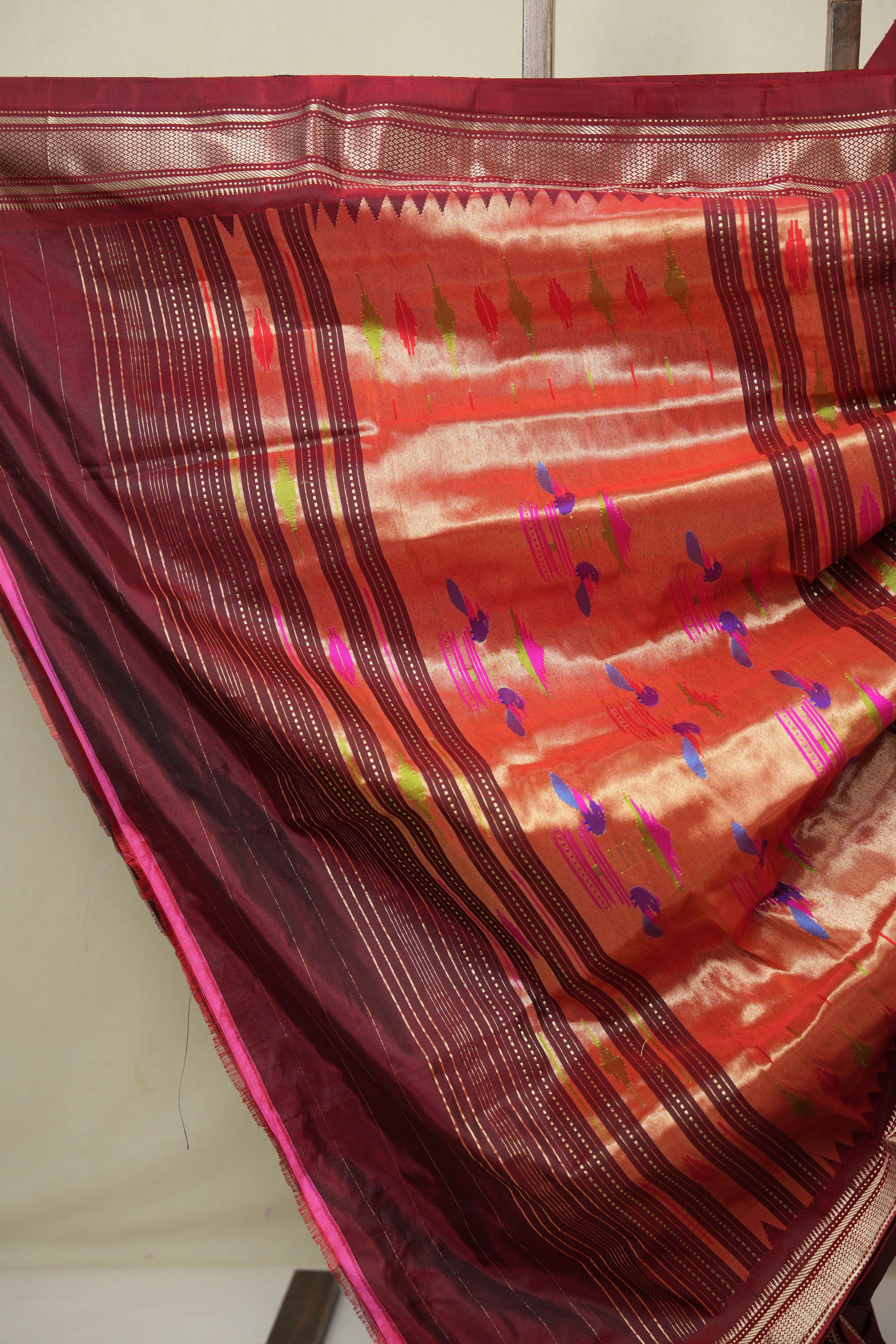 Maroon Silk Paithani Saree - SRMSPS785