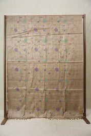 Dusty Brown Machine Embroidered Tussar Silk Saree - SRDBETSS1486